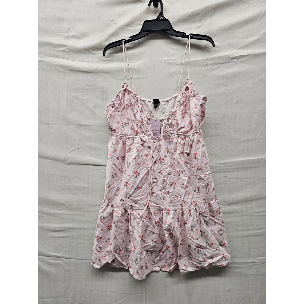 Wild Fable Womens Floral Mini Dress Pink Linen Blend Casual Size Medium